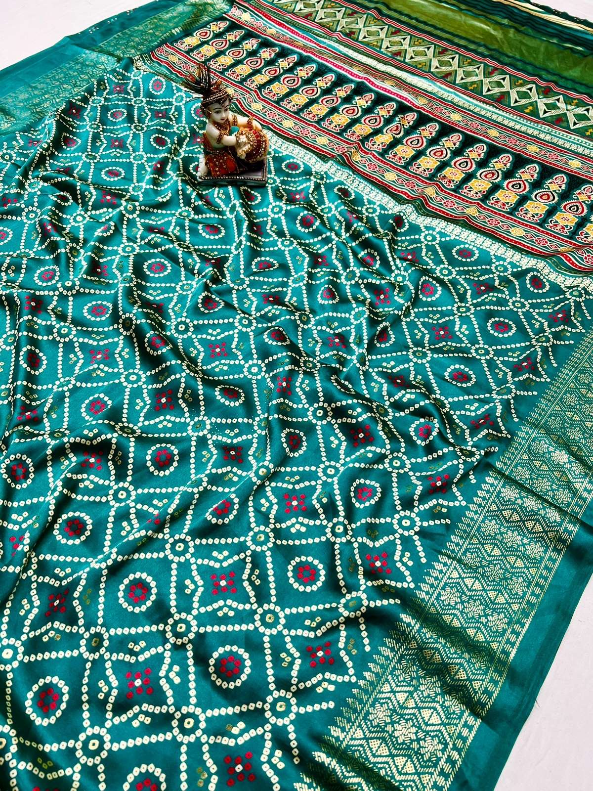 Satin silk with Bandhani Printed saree best collection