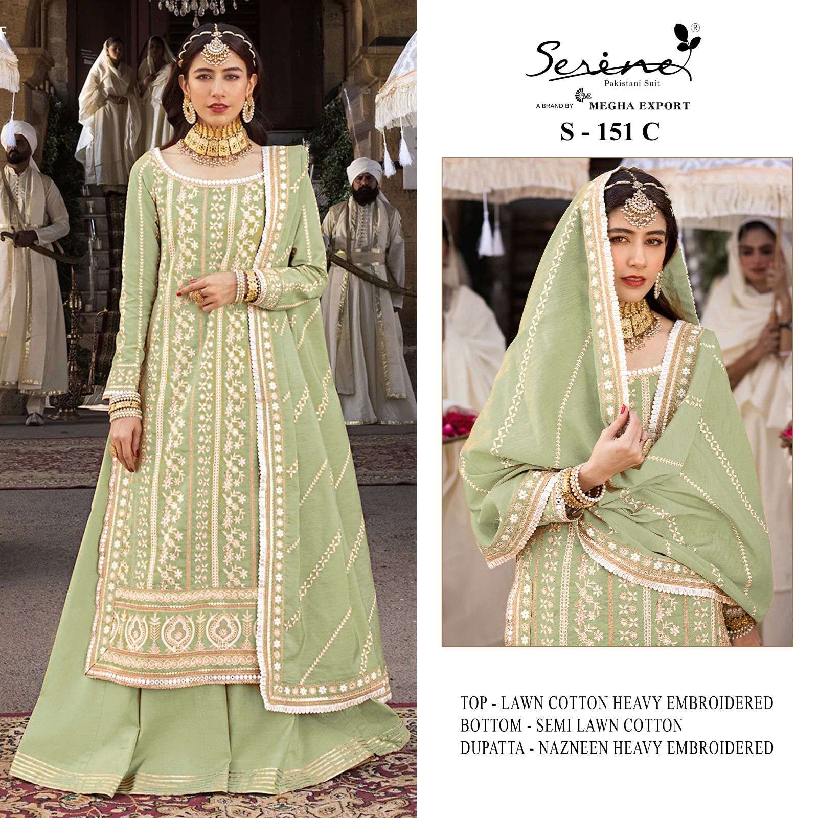 SERINE S 151 LAWN COTTON HEAVY EMBROIDERED SUITS WHOLESALE P...