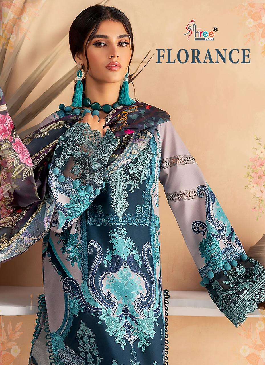 SHREE FABS FLORANCE PURE COTTON PRINT WITH HEAVY EMBRODERED ...