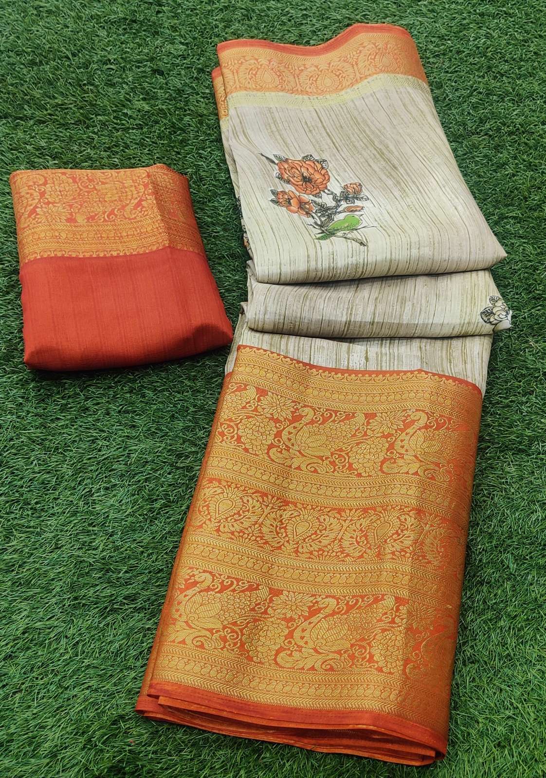 Silk with digital Printed Kanchi Fabric fancy look saree col...