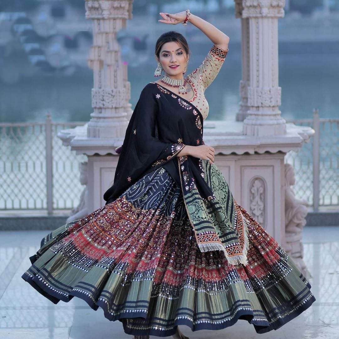Silk with Traditional Printed fancy Navratri Special lehenga...