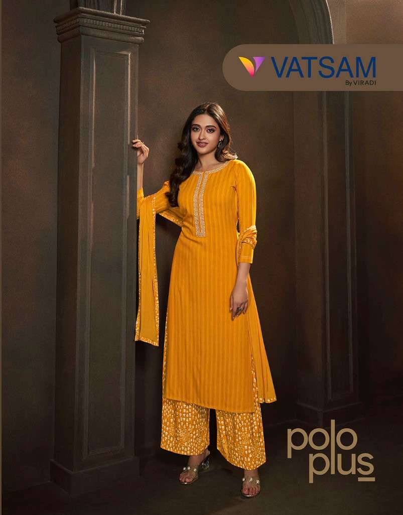VATSAM POLO PLUS RAYON WITH EMBROIDERY FULLY STITCHED SUITS ...