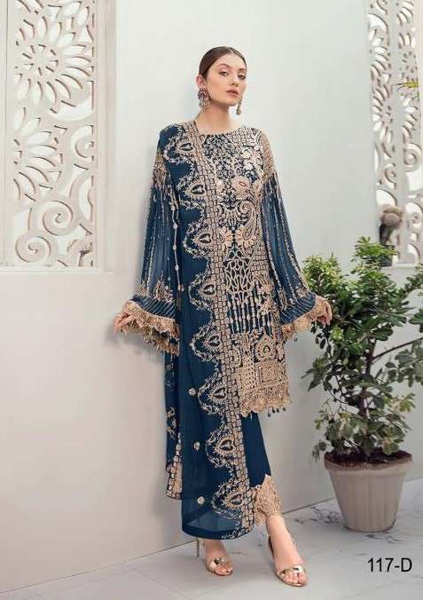 ZARLISH 117 GEORGETTE EMBROIDERED PAKISTANI SALWAR KAMEEZ WH...