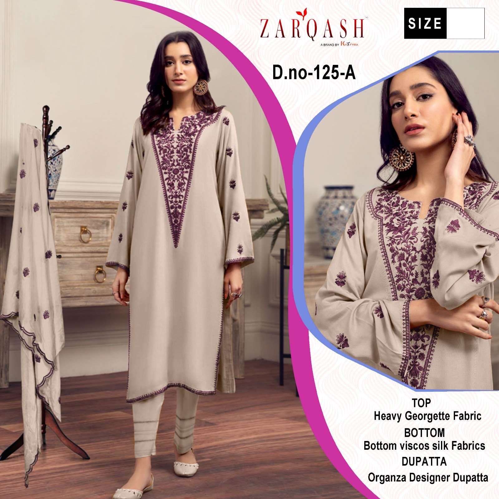 ZARQASH Z 125 FAUX GEORGETTE READYMADE SALWAR SUITS AT WHOLE...
