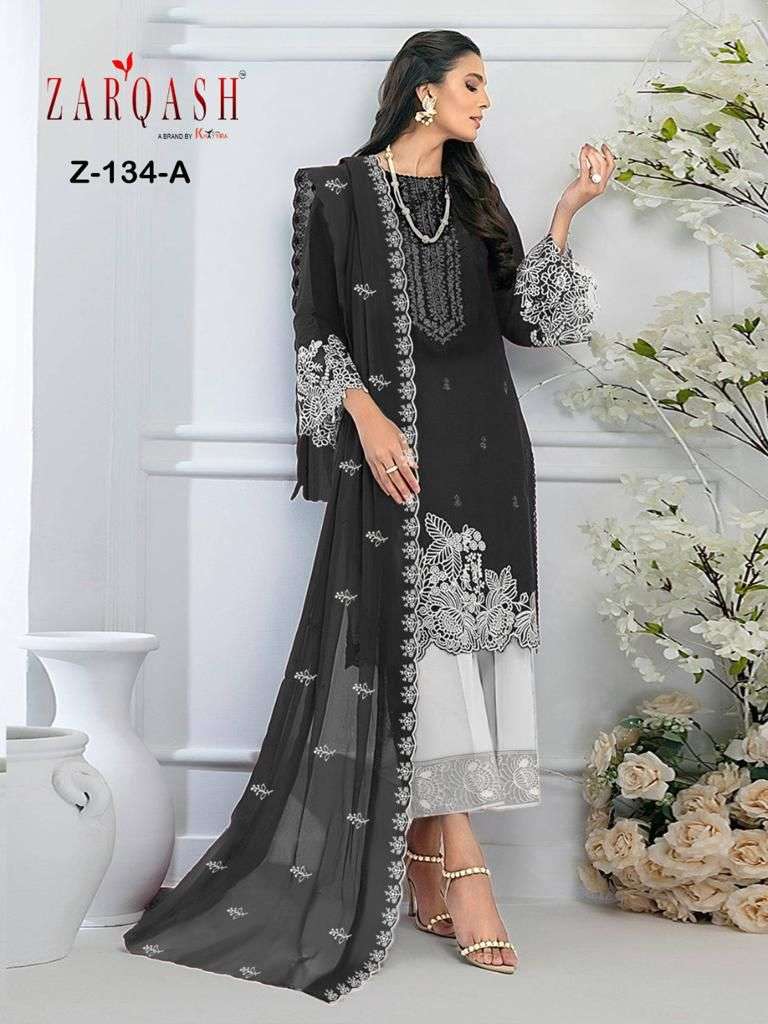 ZARQASH Z 134 FAUX GEORGETTE READYMADE SALWAR SUITS AT WHOLE...