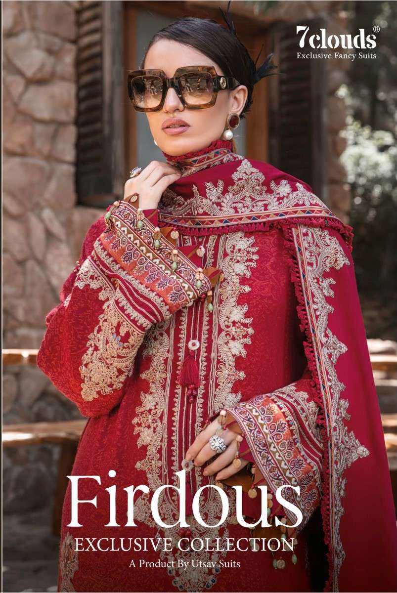 7 CLOUDS FIRDOUS COLLECTION PURE COTTON PRINTED SALWAR KAMEE...