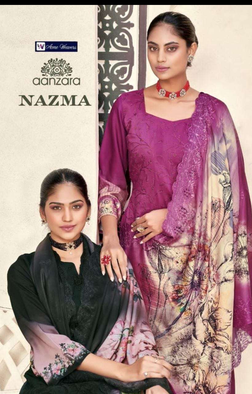 ACME WEAVERS AANZARA NAZMA MUSLIN DIGITAL PRINTED SALWAR SUI...