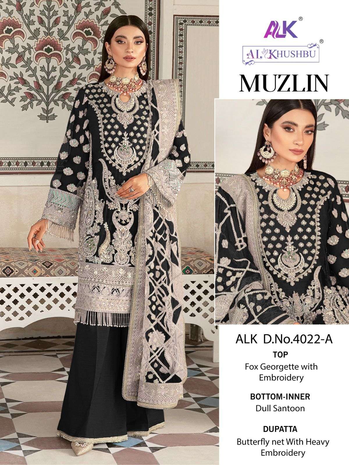 AL KHUSHBU MUZLIN VOL 1 GEORGETTE WITH HEAVY EMBROIDERED SUI...