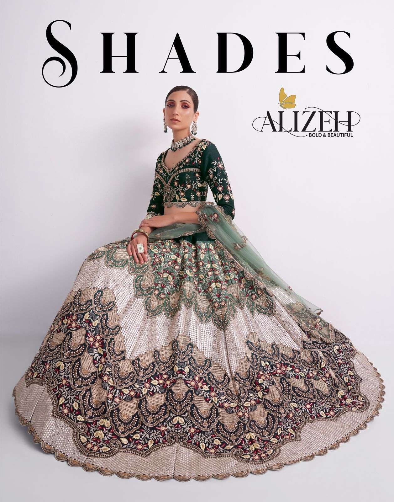 Alizeh Shades Net with Heavy designer Bridal wear lehenga ch...