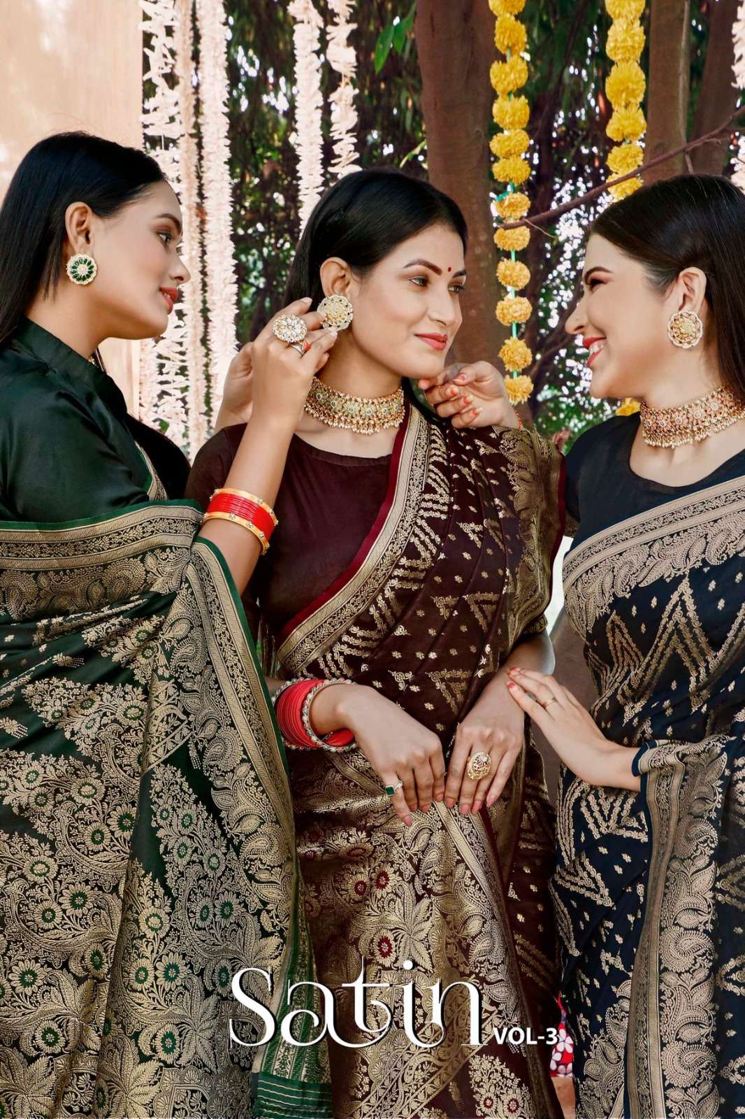 B fine Satin silk vol 3 Satin silk Designer Wedding wear sar...
