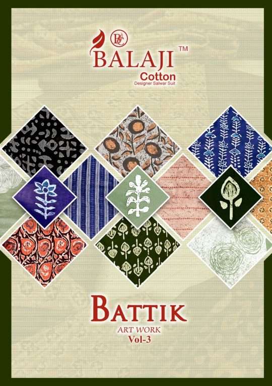 BALAJI BATTIK ARTWORK VOL 3 PURE COTTON PRINTED READYMADE SU...