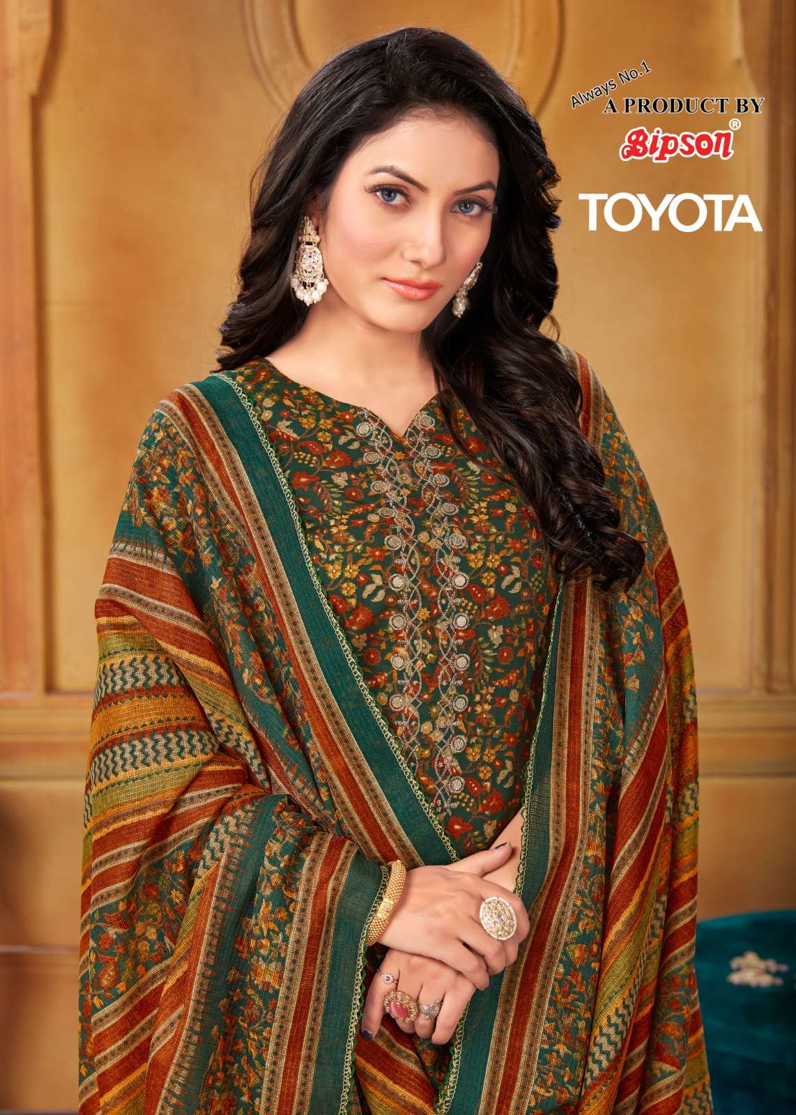 BIPSON TOYOTA 2046 PURE COTTON FOIL PRINT EMBROIDERY SALWAR ...