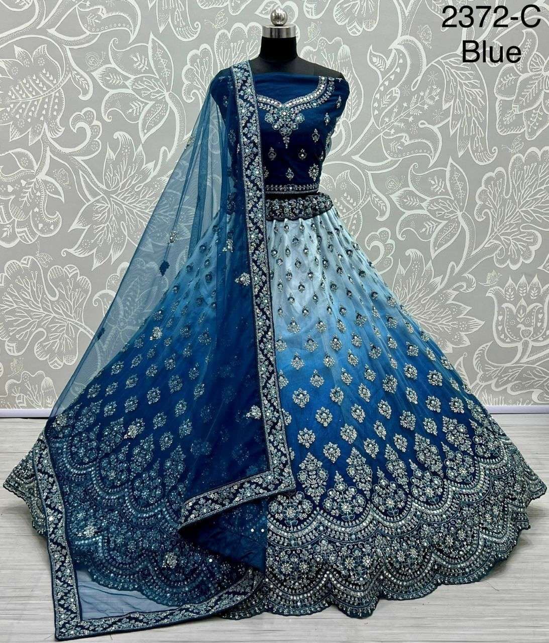 Bridal wear Special Net with Heavy Hand embroidery work Lehe...