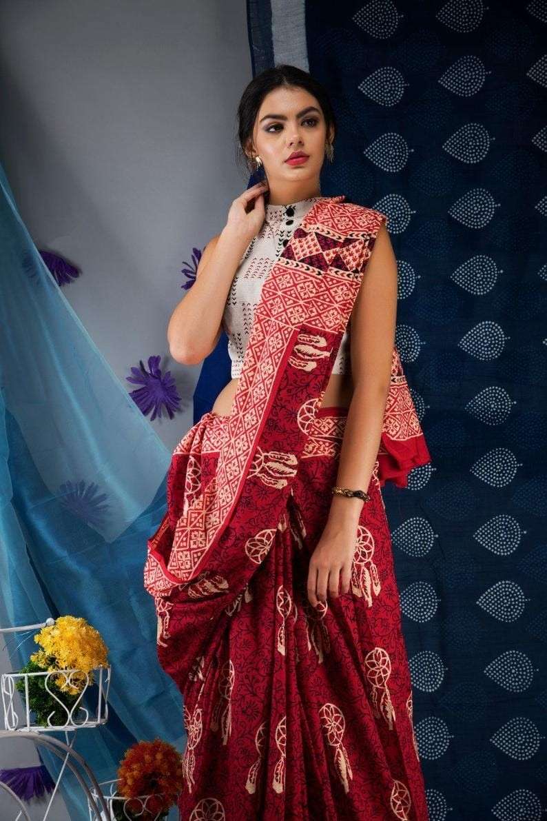 Chanderi cotton with Digital printed Party wear saree collec...