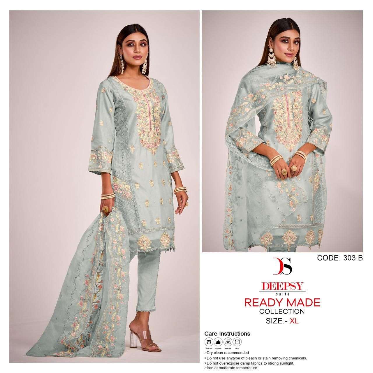 DEEPSY SUITS D 303 PURE ORGANZA EMBROIDERY READYMADE SUITS A...