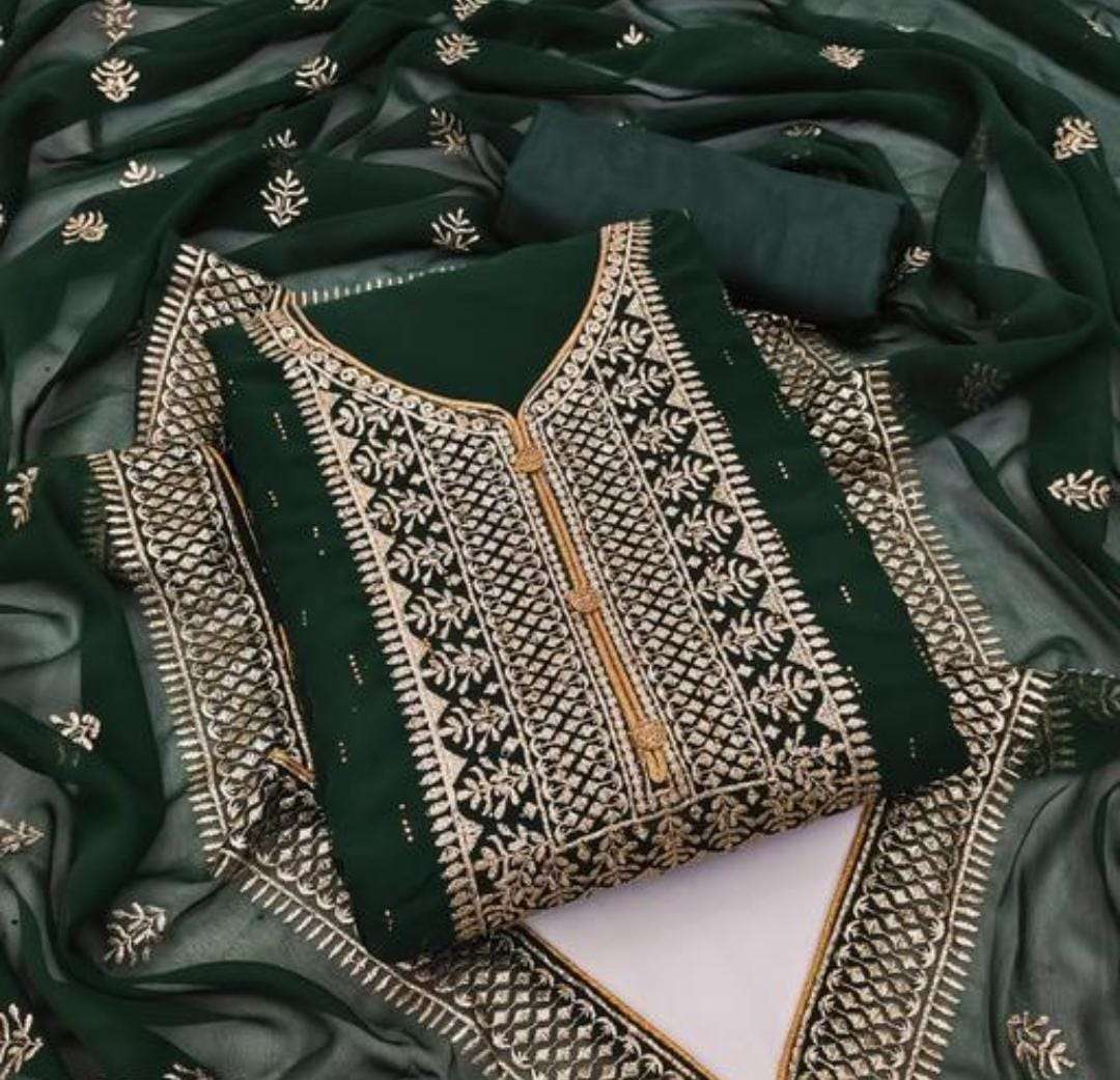 EXCLUSIVE GEORGETTE EMBROIDERY DIAMOND WORK DRESS MATERIALS ...