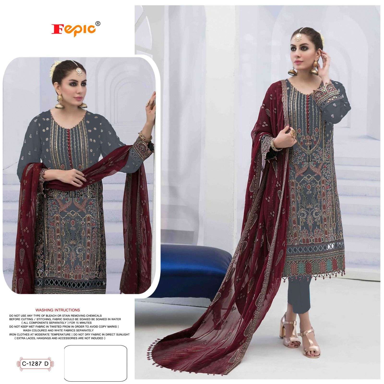 FEPIC ROSEMEEN 1287 NEW COLOUR GEORGETTE EMBROIDERED PAKISTA...