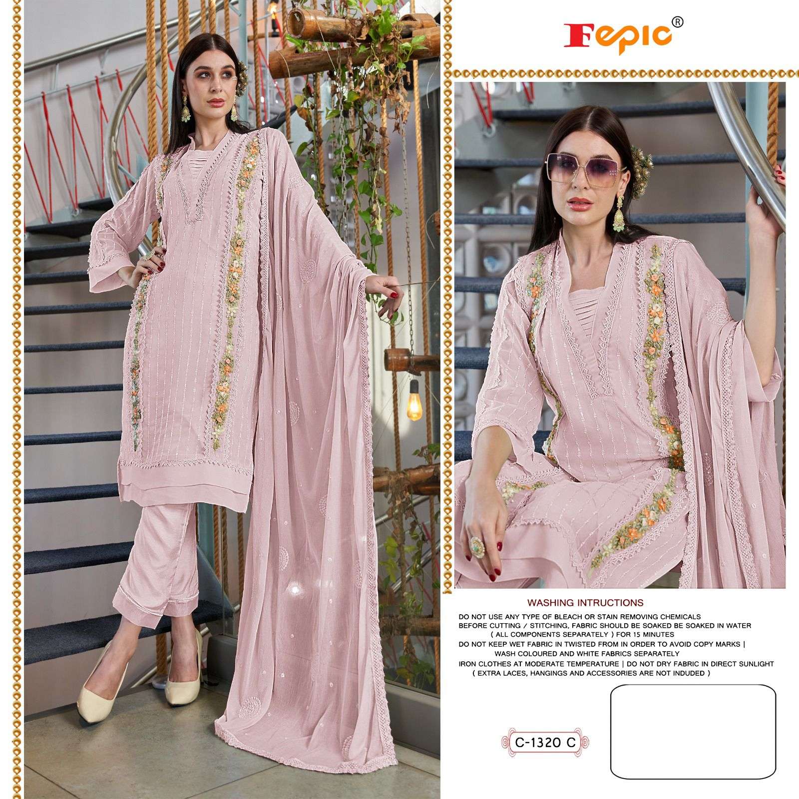 FEPIC ROSEMEEN 1320 GEORGETTE HEAVY EMBROIDERED SUITS AT WHO...