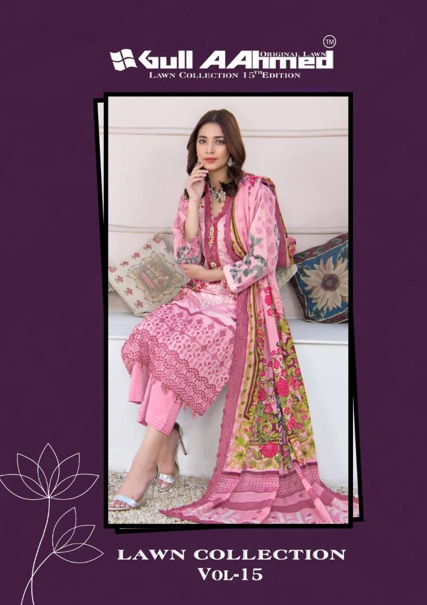 GULL AHMED LAWN COLLECTION VOL 15 PURE LAWN SALWAR KAMEEZ WH...
