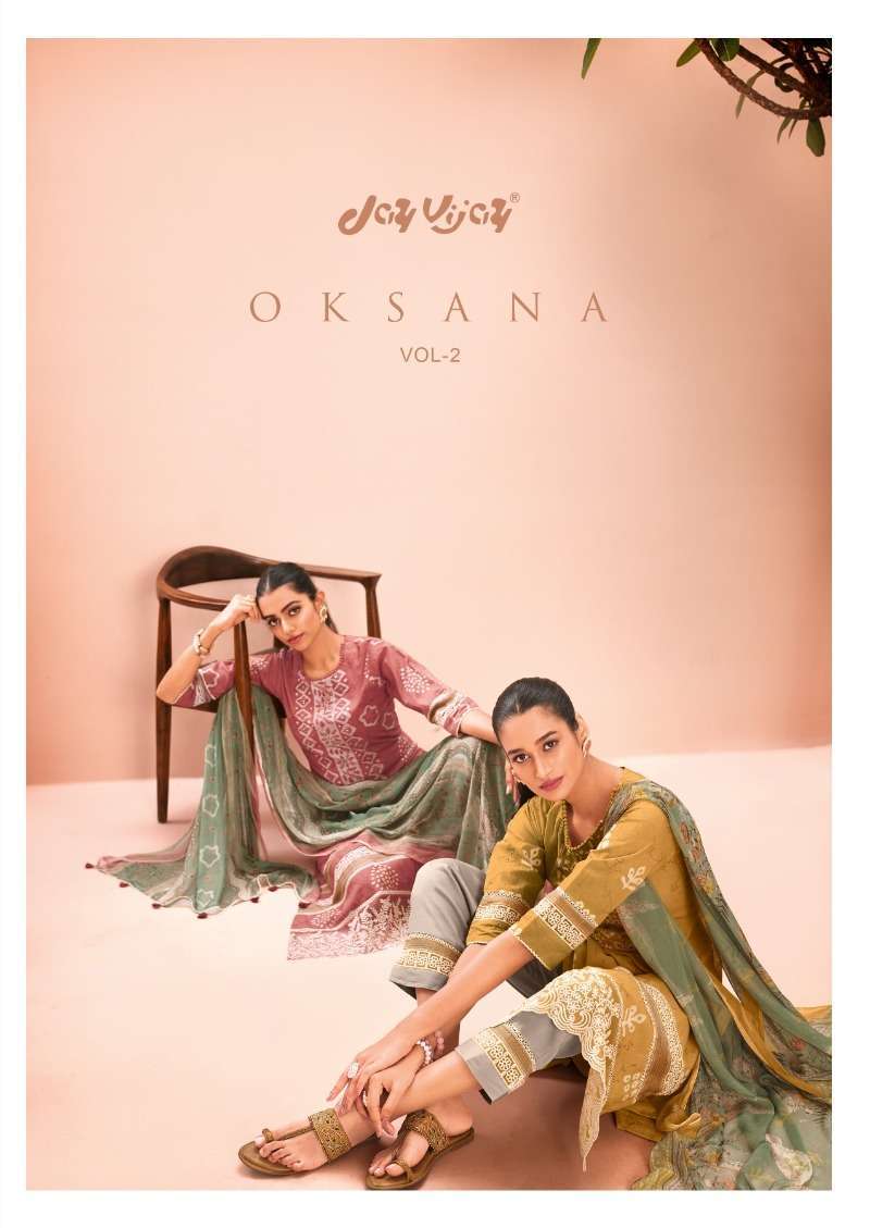 Jay Vijay Oksana vol 2 Cotton with Batik printed fancy embro...