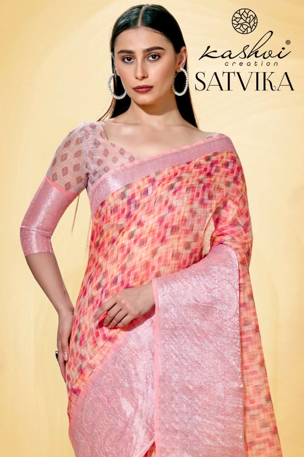 lt fabrics Kashvi creation Satvika LINEN JACQUARD fancy sare...