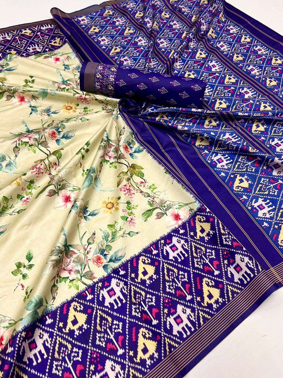 Lt Fabrics Resham Viscose silk with Digital Printed saree co...