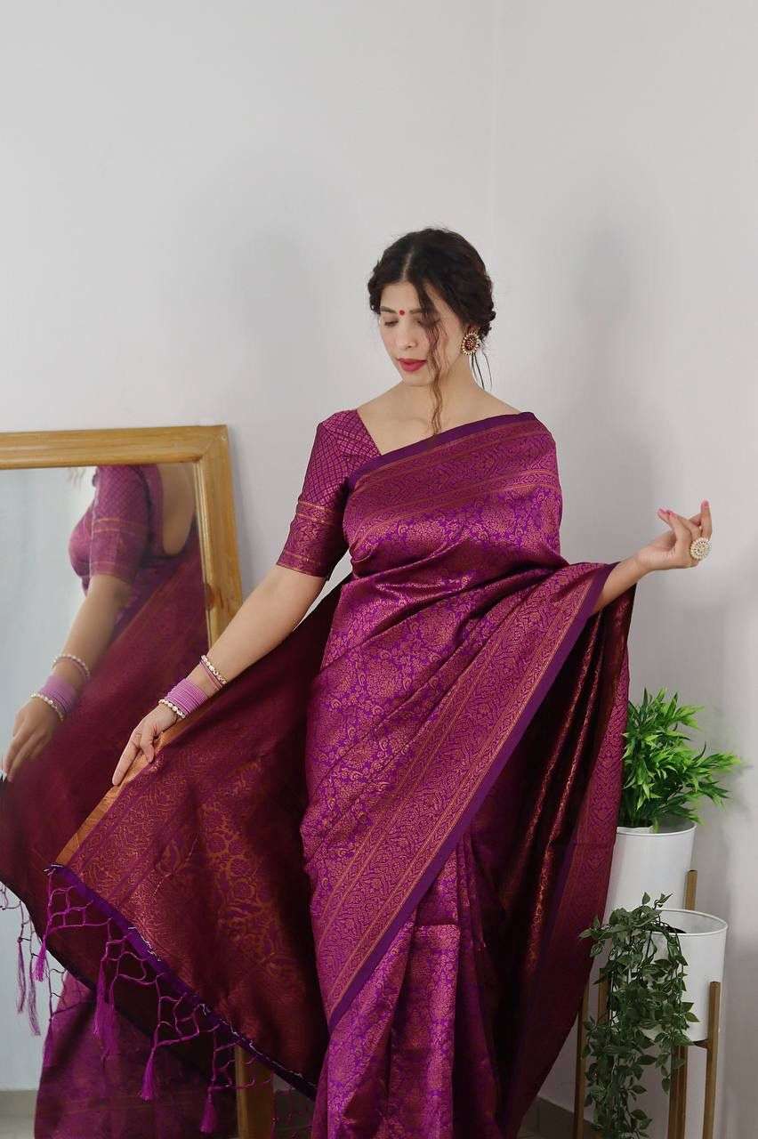 MAGENTA Banarasi silk with weaving designer saree collection