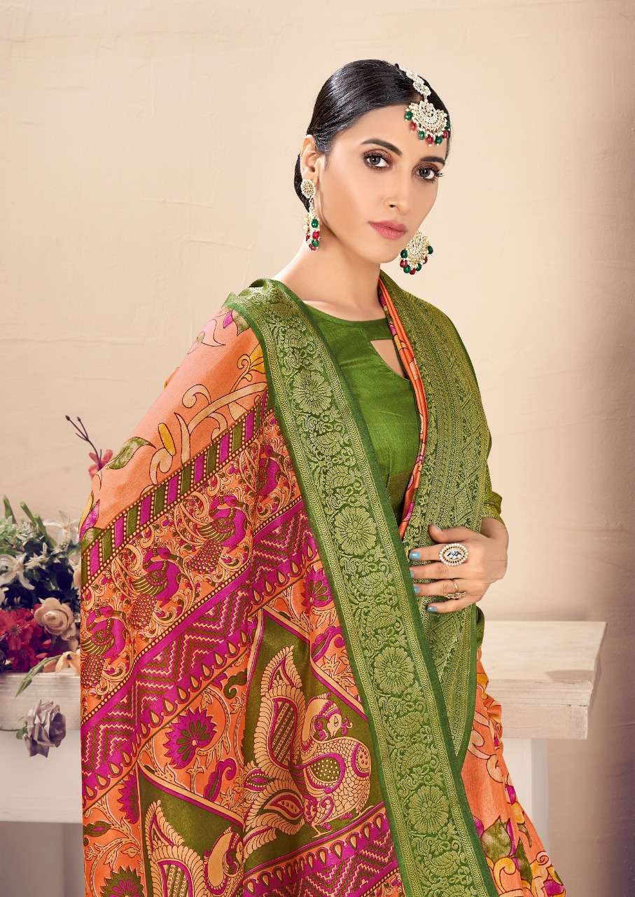 Melisha Silk With Bi Kalamkari printed fancy saree collectio...