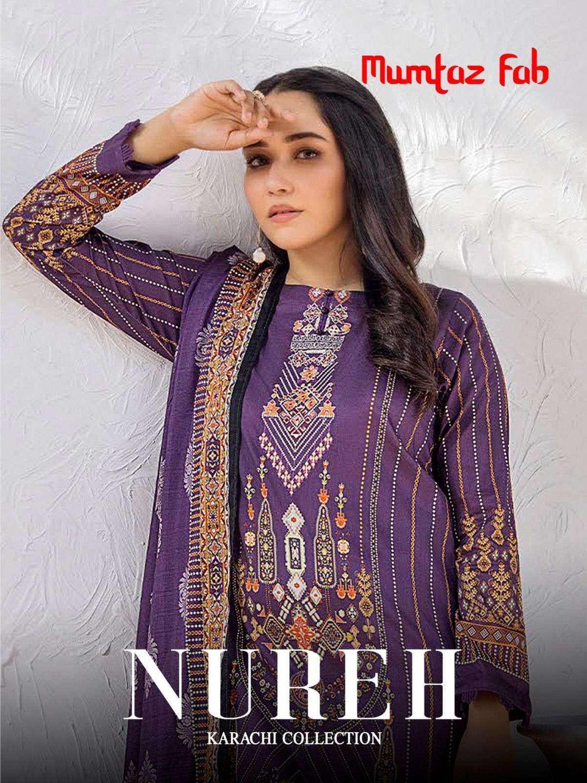 MUMTAZ FAB NUREH PURE CAMBRIC COTTON SALWAR KAMEEZ WHOLESALE...