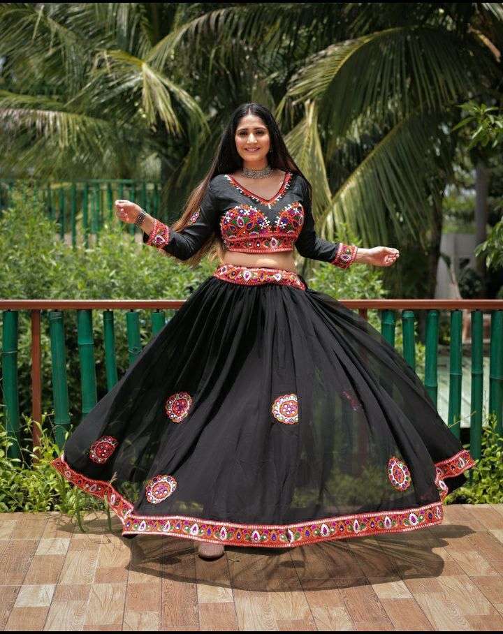 Navratri Festival speciall Traditional Embroidery Work Balck...