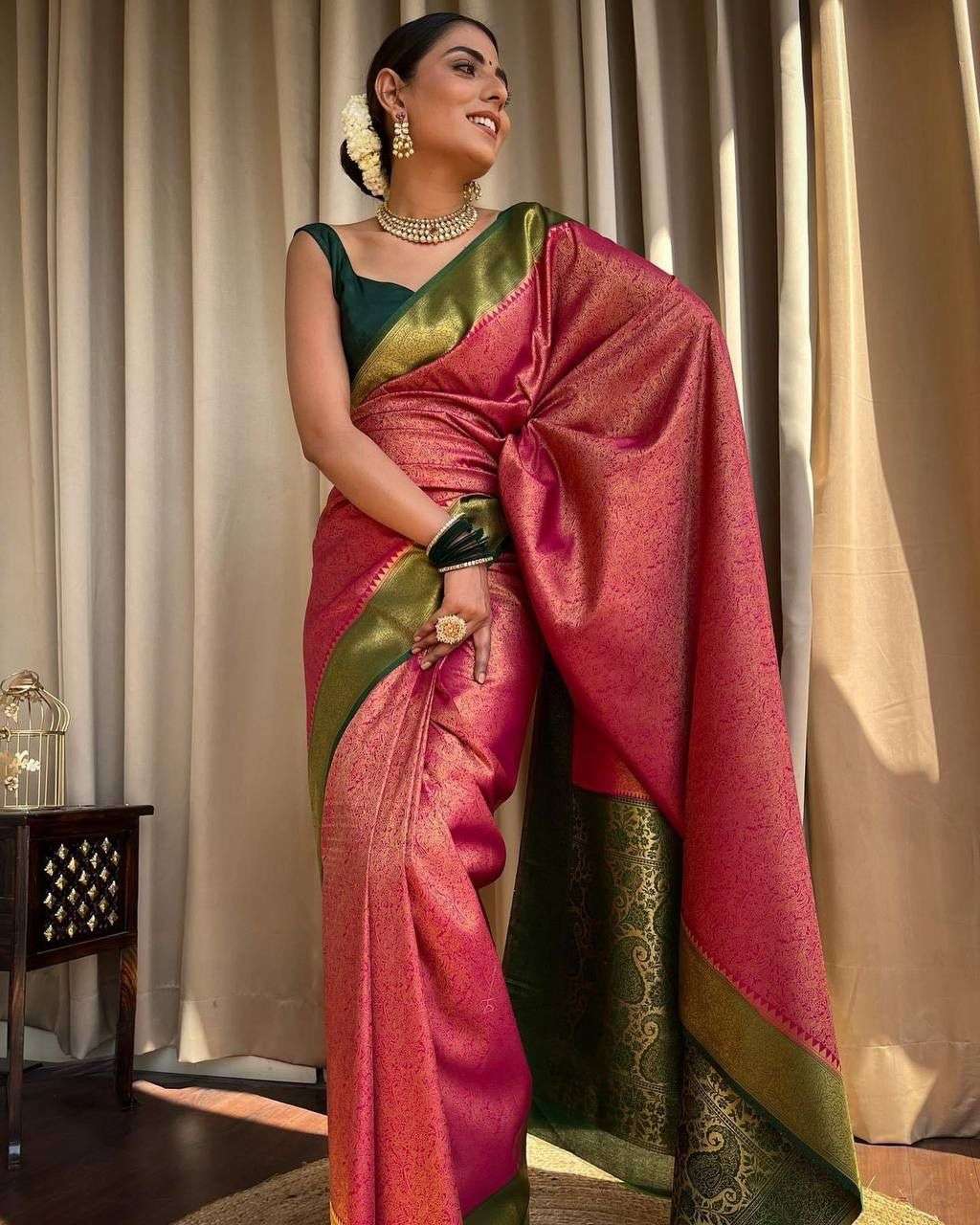 Pink & Green shades Royal banarasi silk saree collection