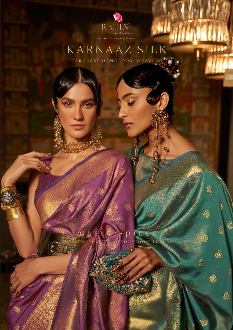Rajtex Karnaaz Handloom silk with weaving design saree colle...