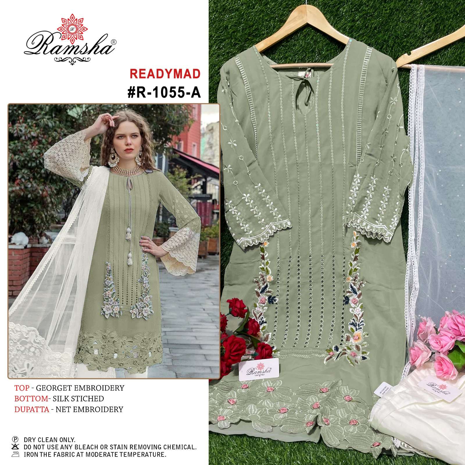 RAMSHA R 1055 GEORGETTE EMBROIDERY READYMADE SALWAR KAMEEZ A...