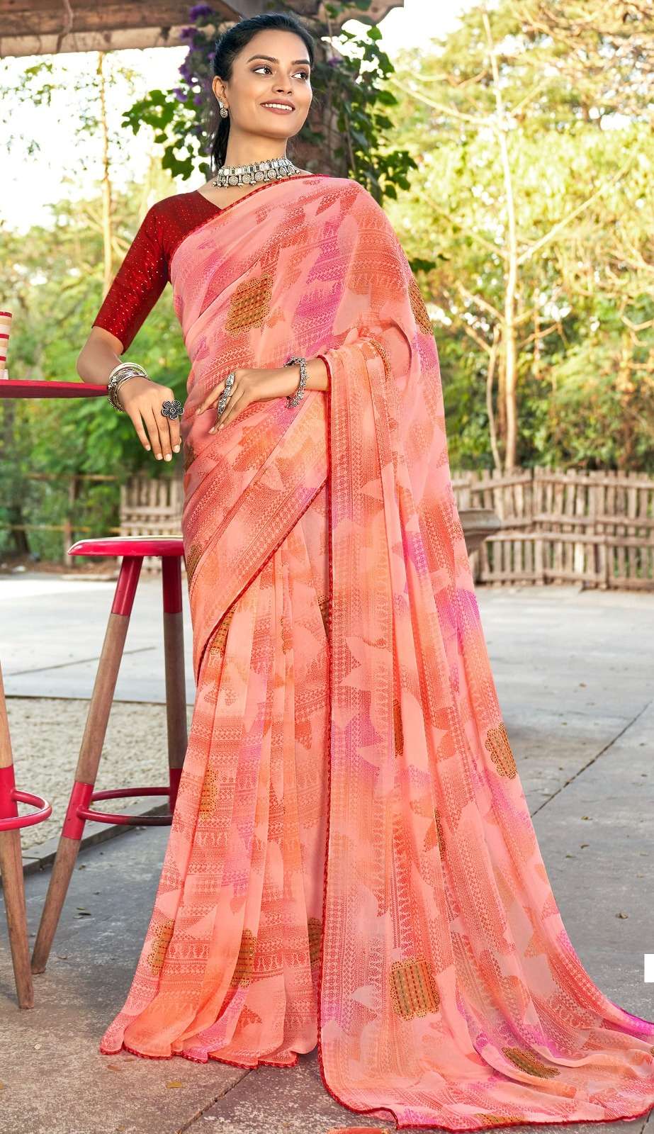 Right Women Colors Georgette with fancy look saree collectio...