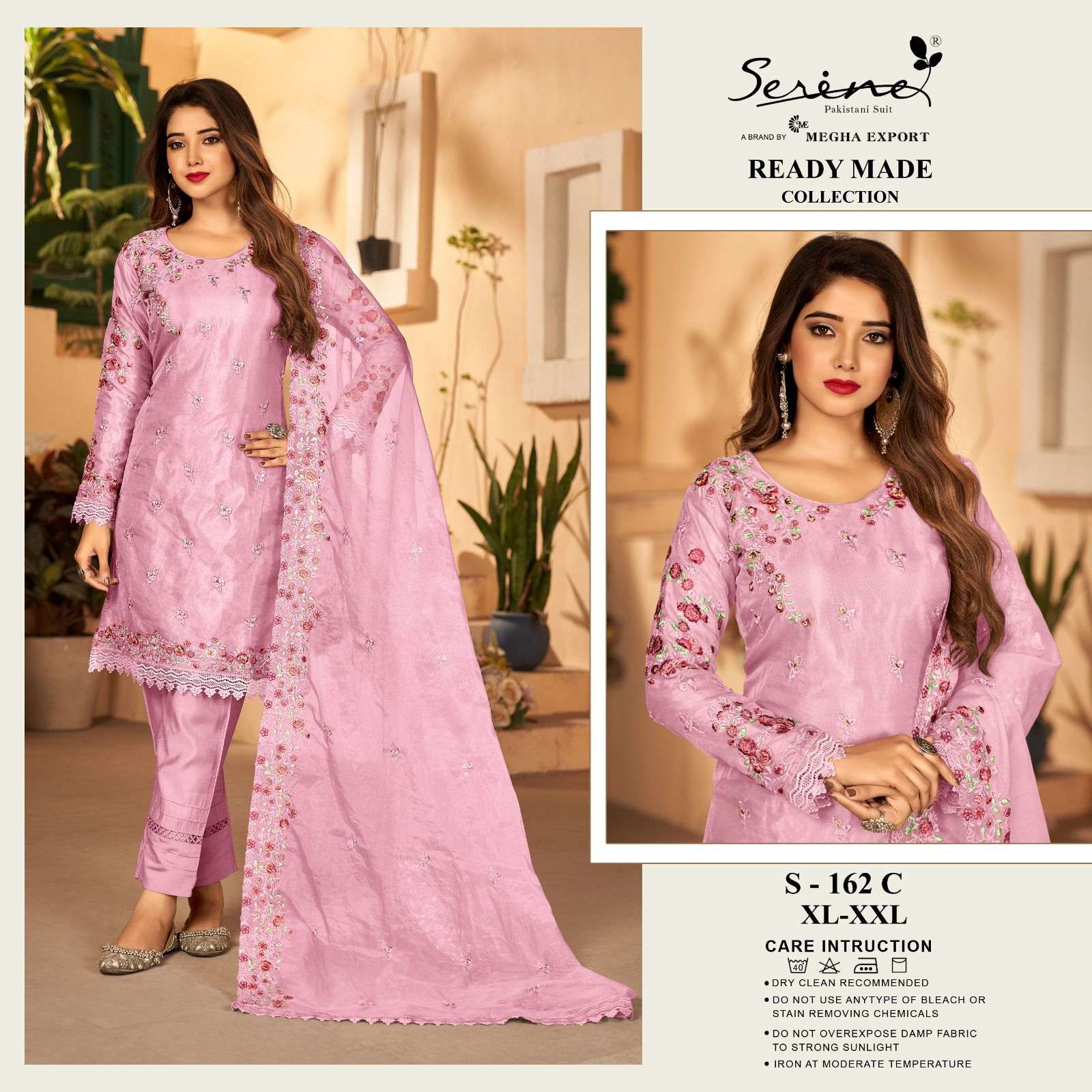 SERINE S 162 ORGANZA HEAVY EMBROIDERED READYMADE SALWAR SUIT...