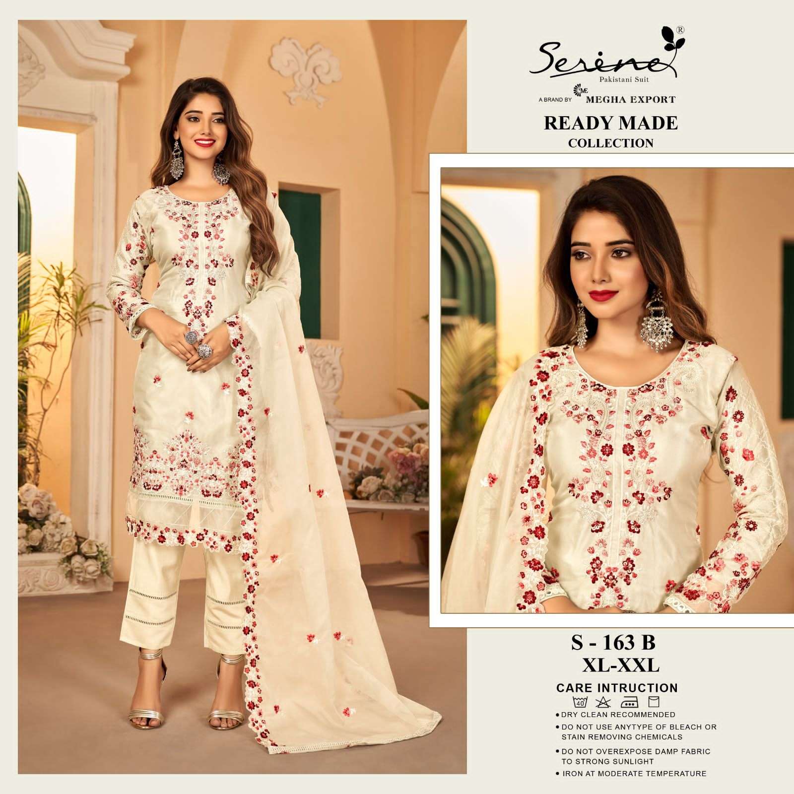 SERINE S 163 ORGANZA HEAVY EMBROIDERED READYMADE SALWAR SUIT...