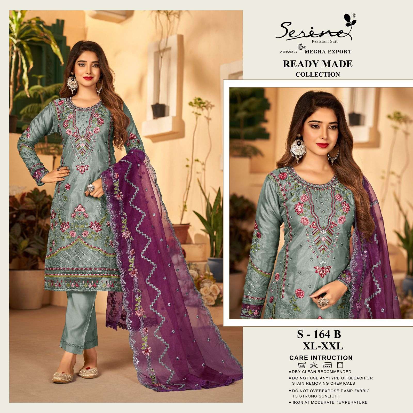 SERINE S 164 ORGANZA HEAVY EMBROIDERED READYMADE SALWAR SUIT...