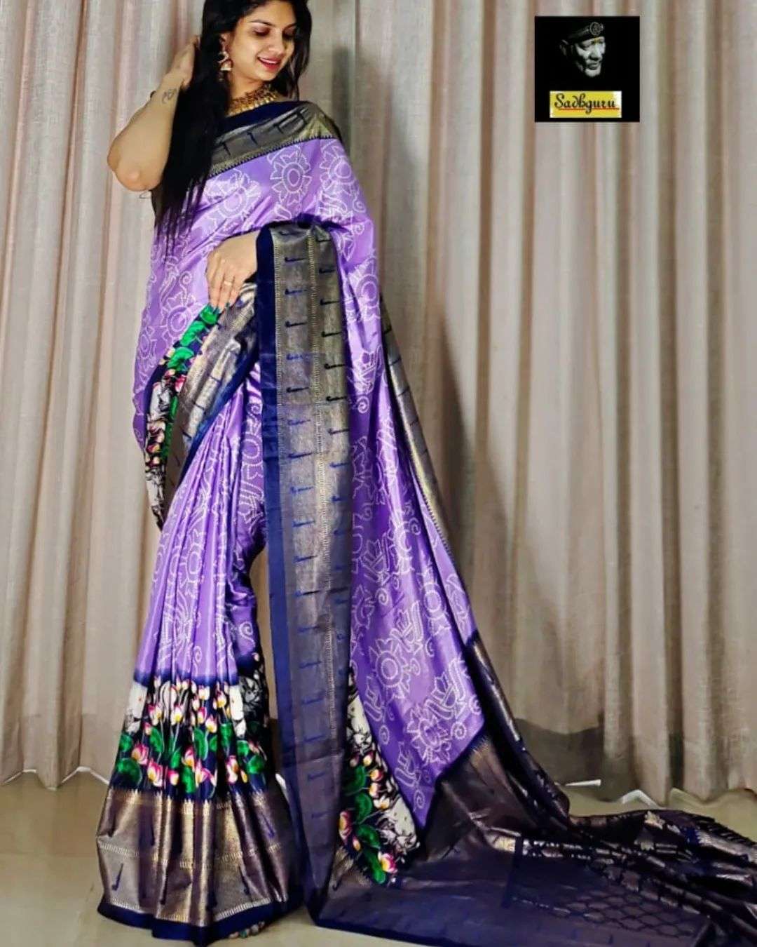 Trisha vol 19 Dola silk with Kalamkari print Border Saree co...