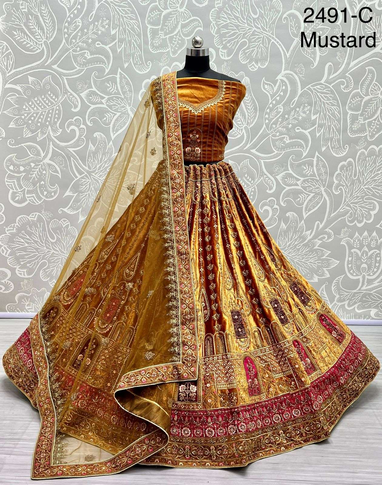 Velvet with designer Bridal wear designer lehenga choli