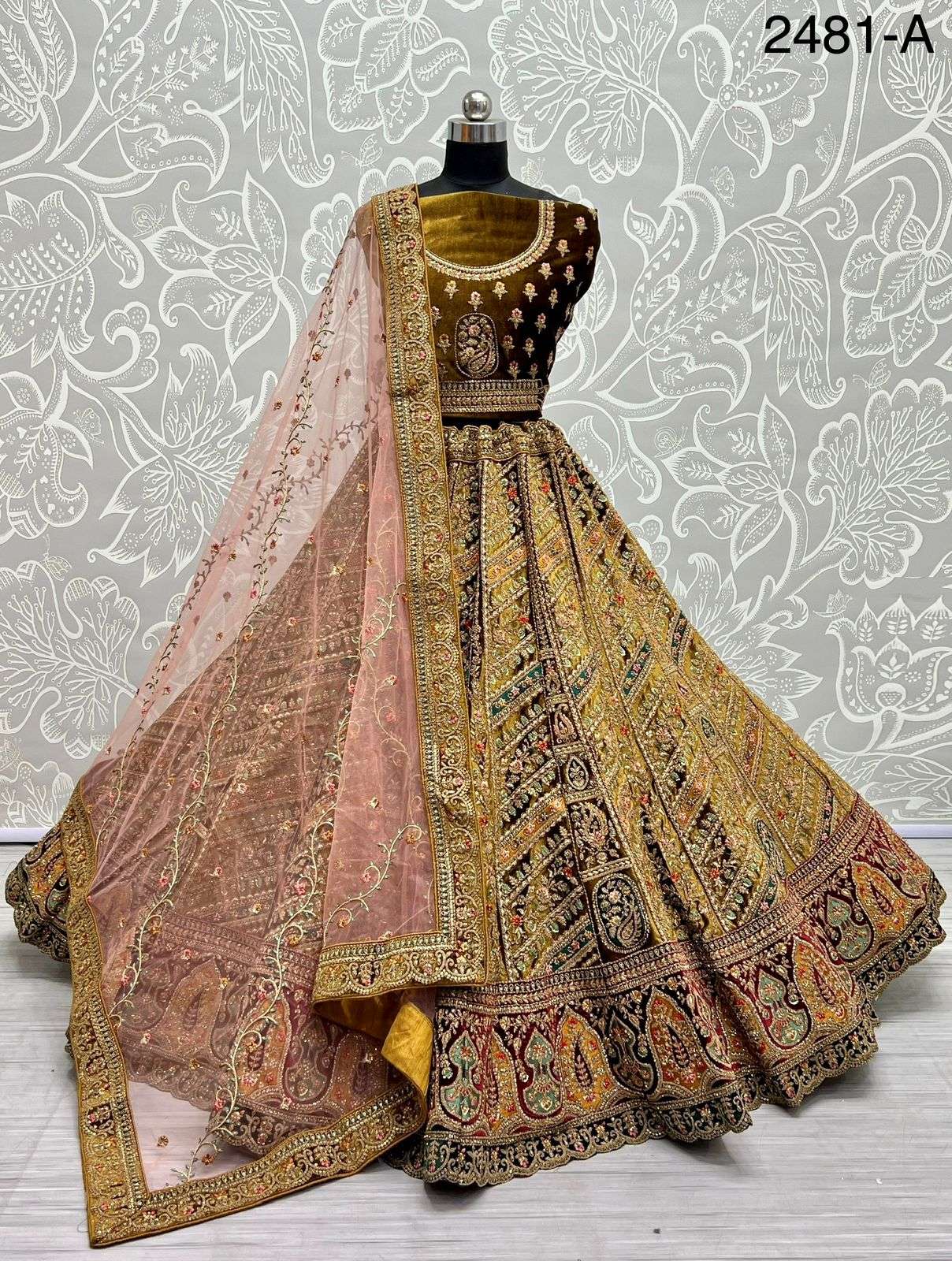 Velvet with dori embroidery work designer Bridal wear heavy ...