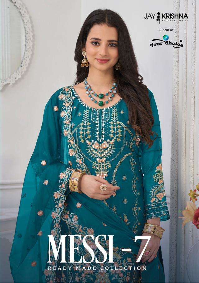 YOUR CHOICE MESSI VOL 7 HEAVY ORGANZA STITCHED SALWAR KAMEEZ...