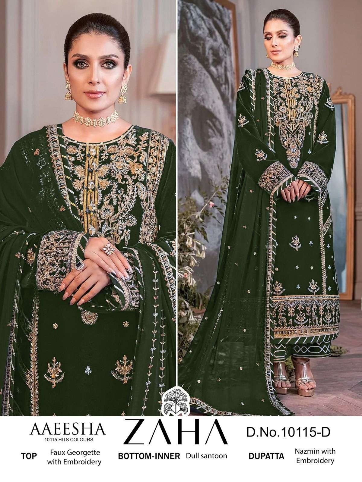 ZAHA AAEESHA GEORGETTE WITH HEAVY EMBROIDERED SALWAR SUITS A...