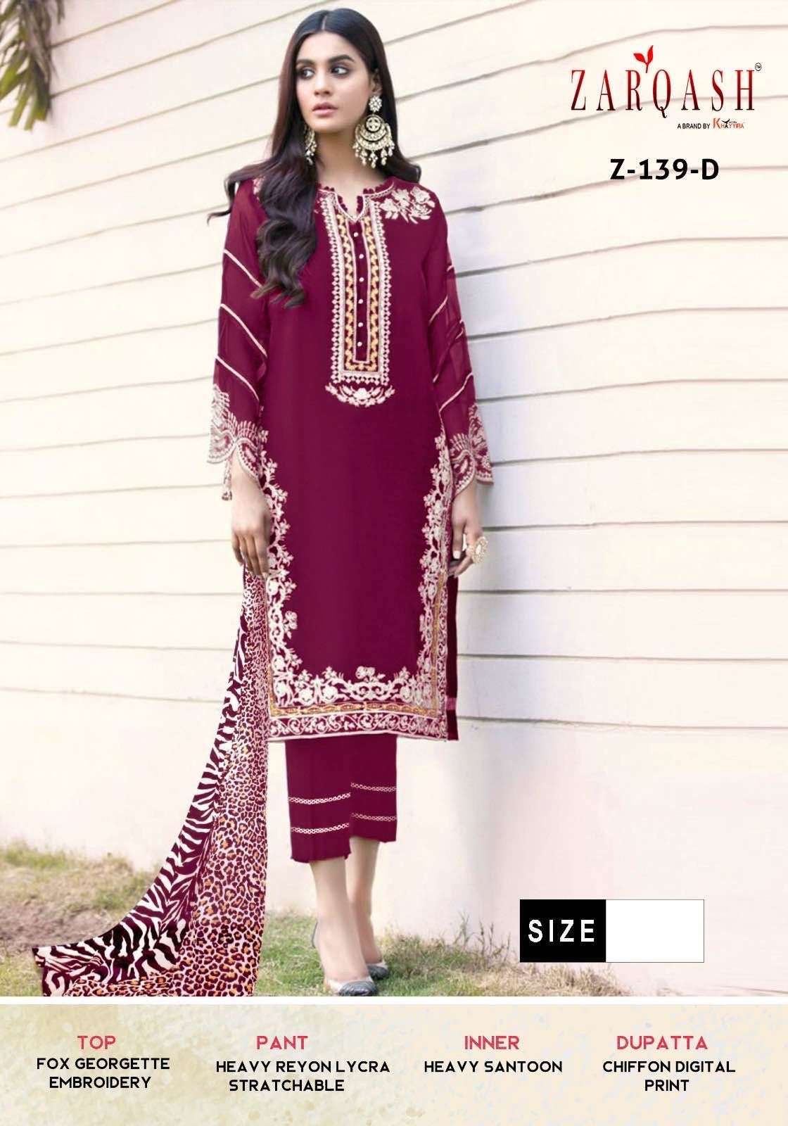 ZARQASH Z 139 HEAVY GEORGETTE READYMADE SALWAR SUITS AT WHOL...