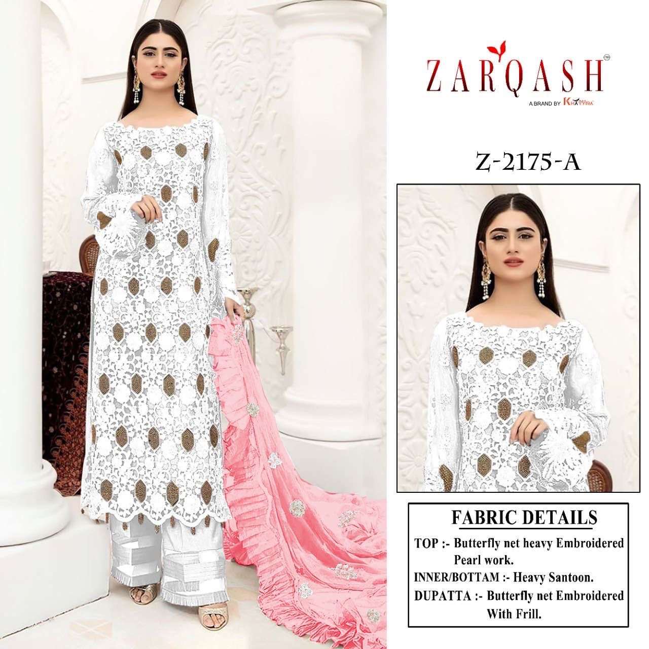 ZARQASH Z 2175 BUTTERFLY NET WITH EMBROIDERY SALWAR SUITS AT...