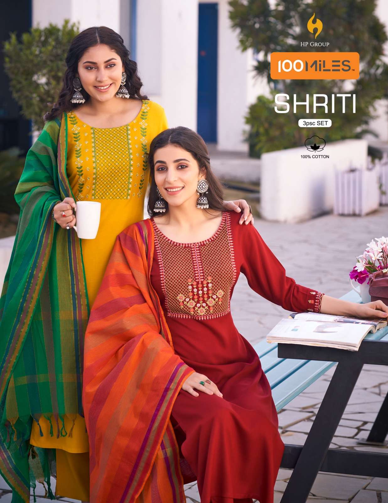 100 MILES SHRITI PURE COTTON EMBROIDERY STITCHED SUITS WHOLE...