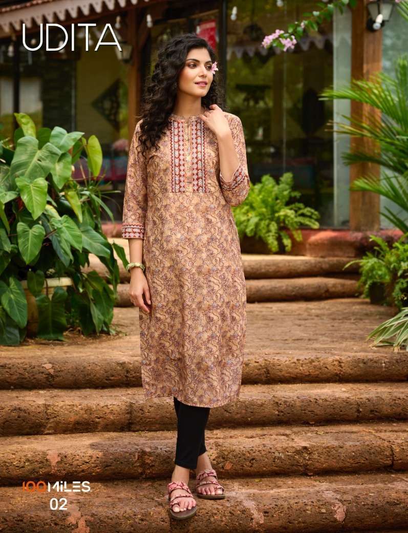 100 Miles UditA cOTTON WITH FANCY pRINTED Festival Special K...