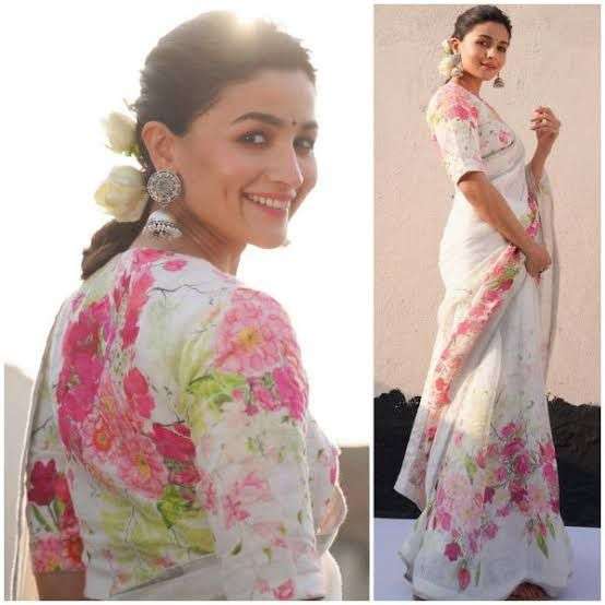 Alia Bhat Bollywood Style Linen cotton With Digital Print Sa...