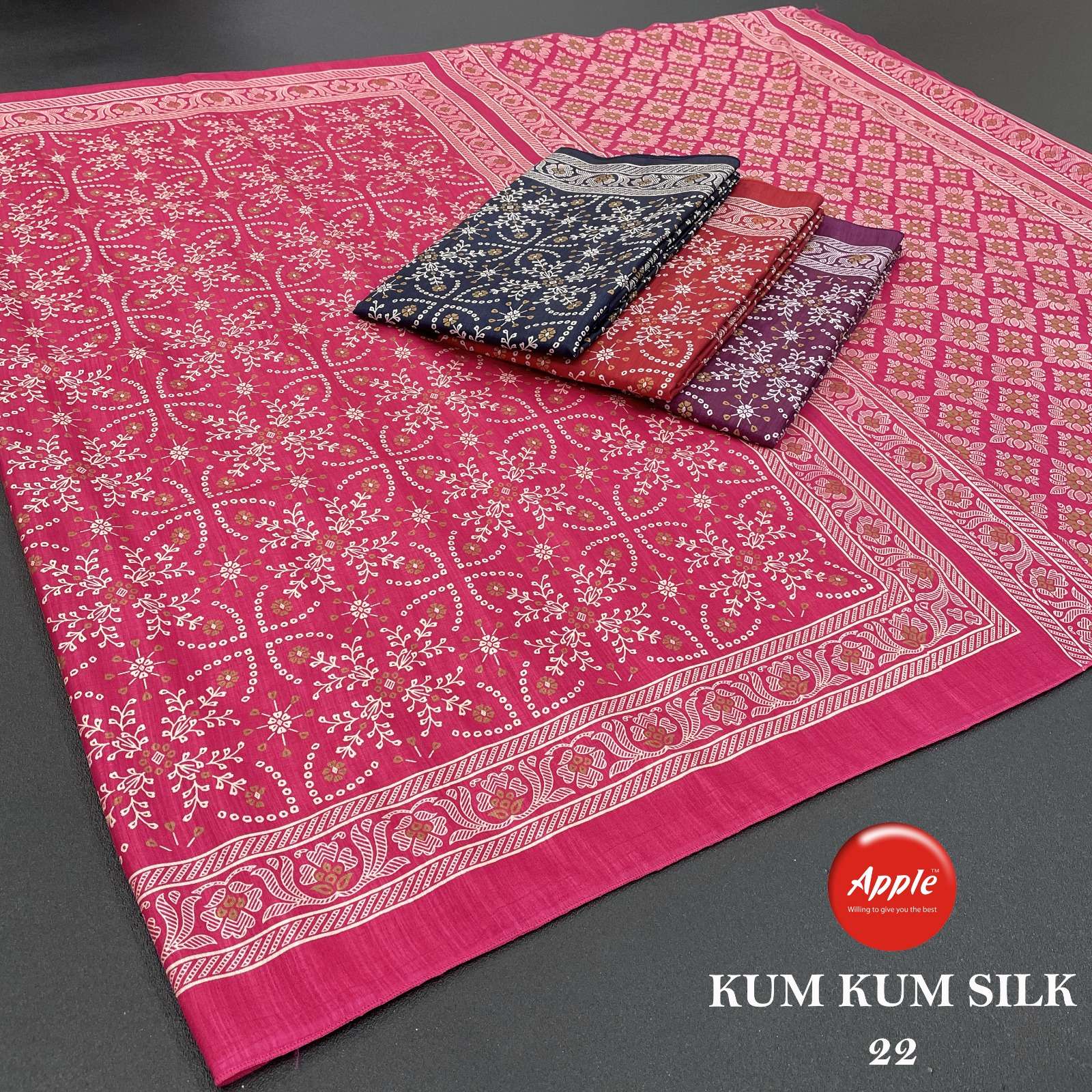 Apple sarees Kumkum silk vol 22 Silk with Printed soft fabri...