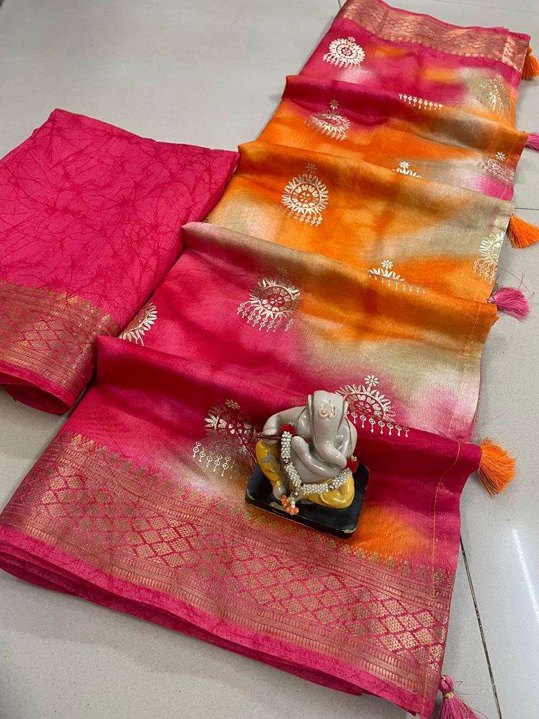 Ayushmati vol 2 Cotton with Shibori Printed Jacquard weaving...