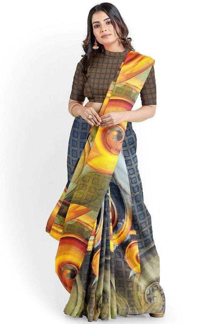 Chanderi Linen with digital Printed Smooth saree colleciton